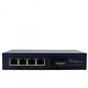 مدیا کانورتر PoE با 1 پورت فیبر گیگ 4 پورت شبکه 10/100