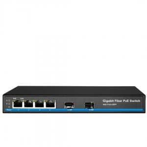سوئیچ شبکه POE با 4 پورت شبکه به همراه 2 پورت فیبر نوری SFP گیگابیت