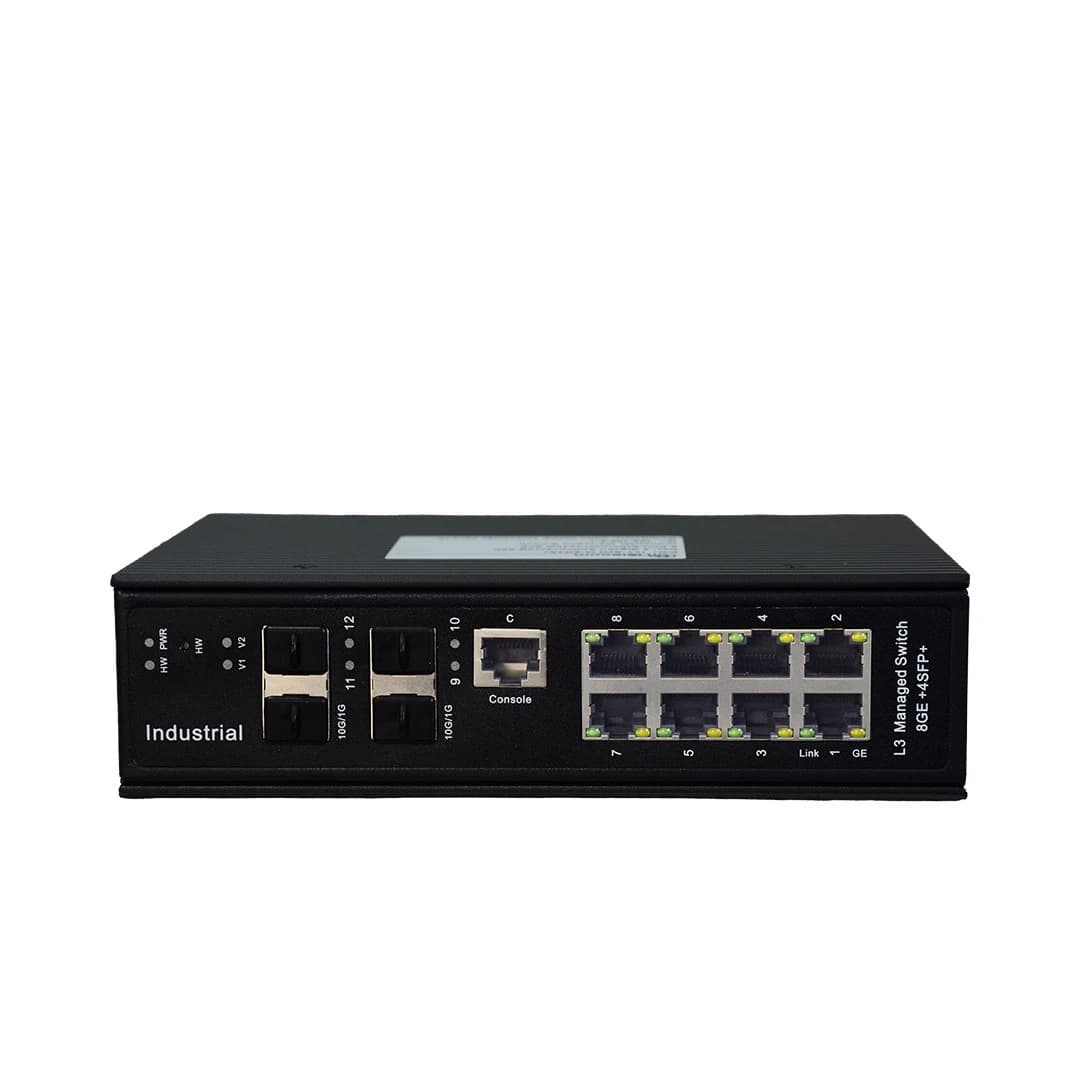 سوئیچ لایه ۳ صنعتی ۸ پورت PoE گیگ و ۴ پورت SFP