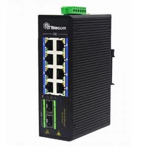 سوییچ شبکه صنعتی PoE لایه ۲ دارای ۸ پورت شبکه و ۲ پورت فیبر نوری